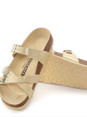 Birkenstock Franca Natural Leather Patent Sandals- High Shine Butter